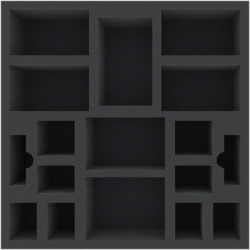 AGMEKM070BO 295 mm x 295 mm x 70 mm foam tray for board games - 17 compartments
