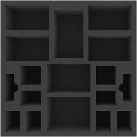 AGMEKM070BO 295 mm x 295 mm x 70 mm foam tray for board games - 17 compartments