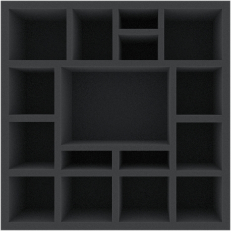 AFMEQT085BO 285 mm x 285 mm x 85 mm foam tray for board games – 16 compartments