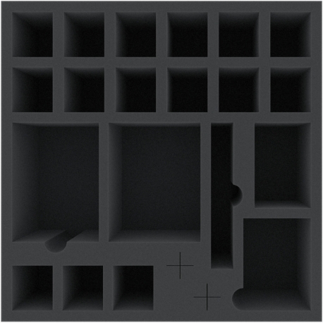 AFMEQP090BO 285 mm x 285 mm x 90 mm foam tray for board games – 20 compartments