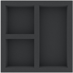 ABMESX045BO 300 mm x 300 mm x 45 mm foam tray for board games - 3 compartments