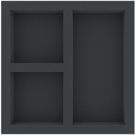ABMESX045BO 300 mm x 300 mm x 45 mm foam tray for board games - 3 compartments