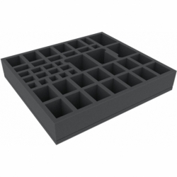 DGMENN055BO 335 mm x 300 mm x 55 mm foam tray for board games - 43 compartments