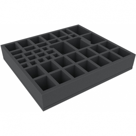 DGMENN055BO 335 mm x 300 mm x 55 mm foam tray for board games - 43 compartments