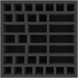 AFMEPA075BO 285 mm x 285 mm x 75 mm foam tray for board games - 34 compartments