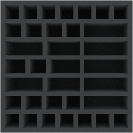 AFMEPA075BO 285 mm x 285 mm x 75 mm foam tray for board games - 34 compartments