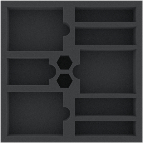 BCMEWZ040BO 238 mm x 238 mm x 40 mm foam tray for board games with 10 compartments