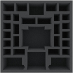 AGER055BO 295 mm x 295 mm x 75 mm foam tray with 29 compartments for board game boxes