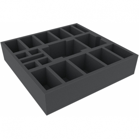 DVMESS070BO 320 mm x 320 mm x 70 mm foam tray for board games - 18 compartments