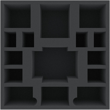 AGJF090BO 295 mm x 295 mm x 90 mm foam tray for board games - 15 compartments