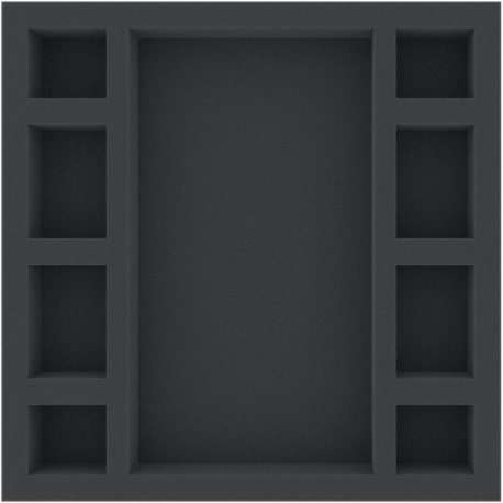 AFMEQQ040BO 285 mm x 285 mm x 40 mm foam tray with 9 compartments for board game boxes
