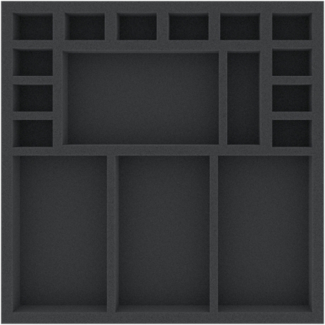 AWMEEA035BO 280 mm x 280 mm x 35 mm foam tray for board games - 17 compartments