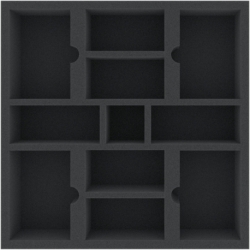 AFMEEX060BO 285 mm x 285 mm x 60 mm foam tray with 11 compartments for board game boxes