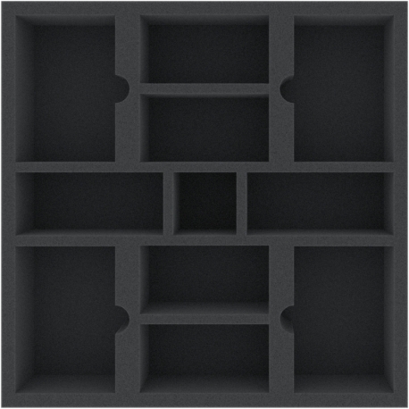 AFMEEX060BO 285 mm x 285 mm x 60 mm foam tray with 11 compartments for board game boxes