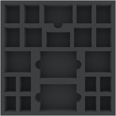 AGMESQ040BO 295 mm x 295 mm x 40 mm foam tray for board games - 22 compartments