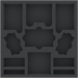 AFMEUX035BO 285 mm x 285 mm x 35 mm foam tray for board games with 11 compartments