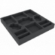 AFMEUX035BO 285 mm x 285 mm x 35 mm foam tray for board games with 11 compartments