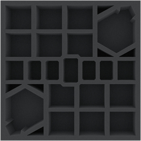 AFMEVX050BO 285 mm x 285 mm x 50 mm foam tray for board games - 27 compartments