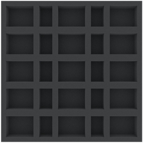AGFM035BO 295 mm x 295 mm x 35 mm foam tray for board game boxes with 25 compartments