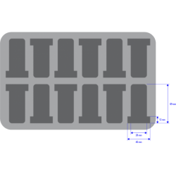HSDT060BO 60 mm Half-Size foam tray with 12 compartments