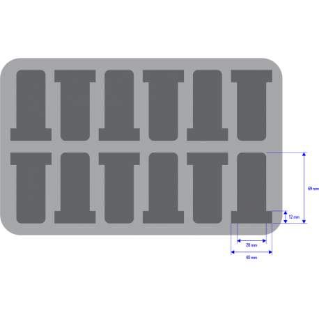 HSDT060BO 60 mm Half-Size foam tray with 12 compartments