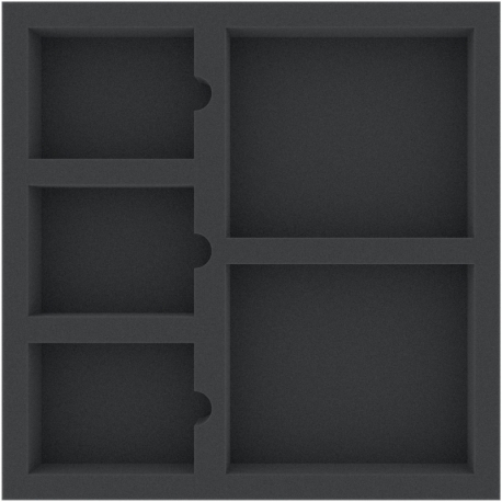AFMEMW040BO 285 mm x 285 mm x 40 mm foam tray for board games - 5 compartments