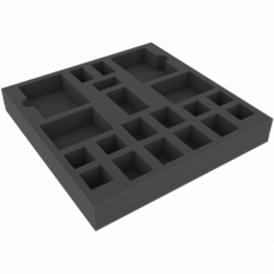 AWMFDF040BO 280 mm x 280 mm x 40 mm foam tray for board games with 20 compartments