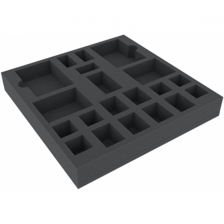 AWMFDF040BO 280 mm x 280 mm x 40 mm foam tray for board games with 20 compartments