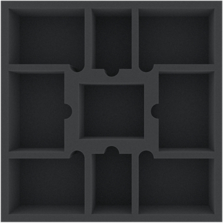 AFEE060BO 285 mm x 285 mm x 60 mm foam tray for board games – 9 compartments