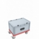 Compact trolley with rubber wheels red and wheel stop for Euro Container up to 600 mm x 400 mm