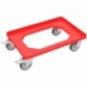 Compact trolley with rubber wheels red and wheel stop for Euro Container up to 600 mm x 400 mm