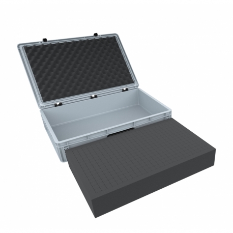 ED 64/12 1G Eurocontainer Case / Euro Box with handle 600 x 400 x 135 mm inclusive pick and pluck foam