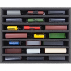 FS050A004 Foam inlay TT-gauge - vertical - 7 slots for model railway locomotives, wagons and vehicles