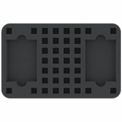 HSLP025BO 25 mm Half-Size foam tray with 36 square compartments plus 2 card-slots