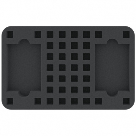 HSLP025BO 25 mm Half-Size foam tray with 36 square compartments plus 2 card-slots