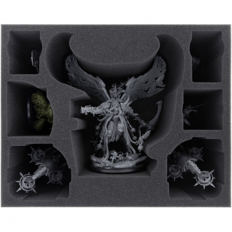 FSMEES120BO foam tray for Mortarion + Foetid Bloat-drone + 4 miniatures