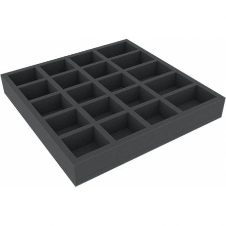 AFMETL065BO 285 mm x 285 mm x 65 mm foam tray for board games - 20 compartments