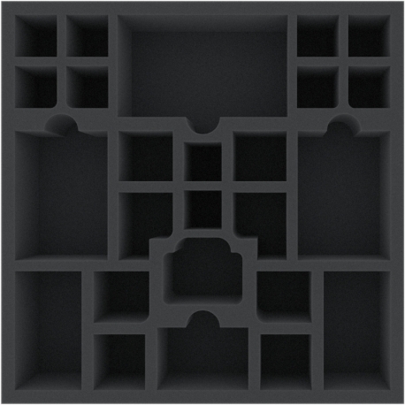 AGMFBR065BO 295 mm x 295 mm x 65 mm foam tray for board games with 25 compartments