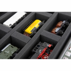 FS035A001 Foam inlay N-gauge - horizontal - 7 slots for model railway locomotives, wagons and vehicles