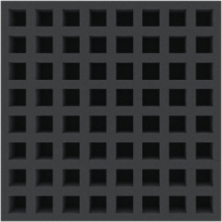AFMEKC045BO 285 mm x 285 mm x 45 mm foam tray for board games - 64 compartments