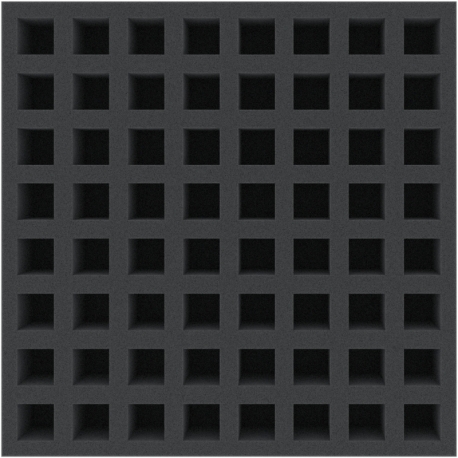 AFMEKC045BO 285 mm x 285 mm x 45 mm foam tray for board games - 64 compartments