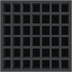 AFMEQD065BO 285 mm x 285 mm x 70 mm foam tray for board games – 42 compartments