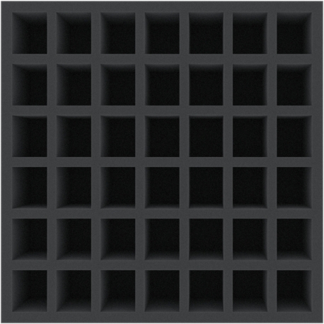 AFMEQD065BO 285 mm x 285 mm x 70 mm foam tray for board games – 42 compartments
