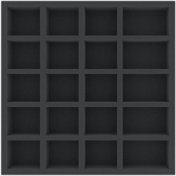 AFMETL040BO 285 mm x 285 mm x 40 mm foam tray for board games - 20 compartments