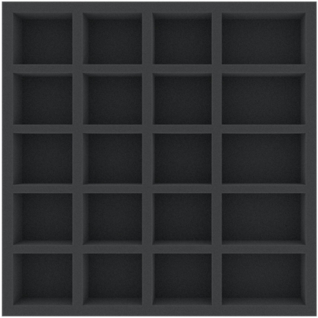 AFMETL040BO 285 mm x 285 mm x 40 mm foam tray for board games - 20 compartments