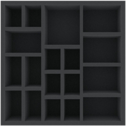 AFMETK065BO 285 mm x 285 mm x 65 mm foam tray for board games - 18 compartments