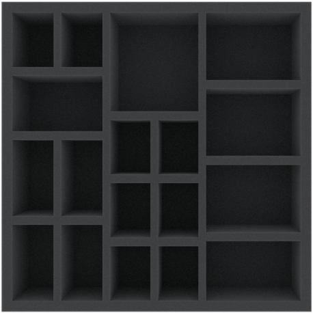 AFMETK065BO 285 mm x 285 mm x 65 mm foam tray for board games - 18 compartments