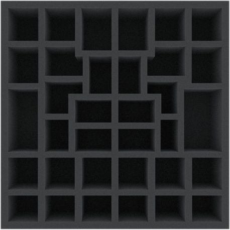 BXMEWN075BO 312 mm x 312 mm x 75 mm foam tray for board games - 34 compartments
