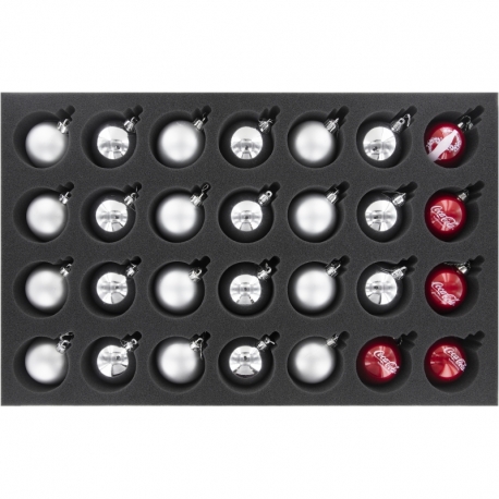 DS070A001 Feldherr foam tray for 28 Christmas baubles diameter 60 mm with crown