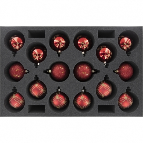 DS090A001 Feldherr foam tray for 16 Christmas baubles diameter 80 mm with crown